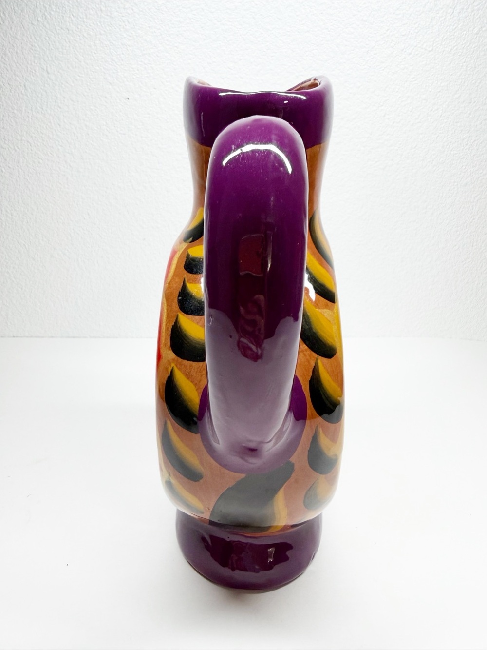 Hand Painted Mexican Floral Pitcher Vase - Picture 4 of 6